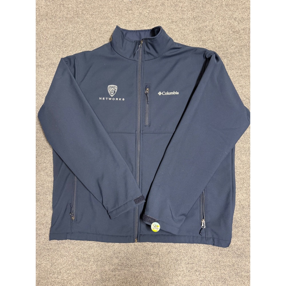 Columbia Men's Navy Softshell Full Zip Jacket Stand-Up Collar PAC 12 XL